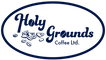 Holy Grounds Coffee logo is an oval with 